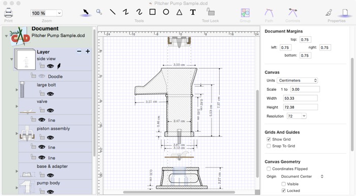 Pitcher Pump sample image which can be drawn using DoodleCAD